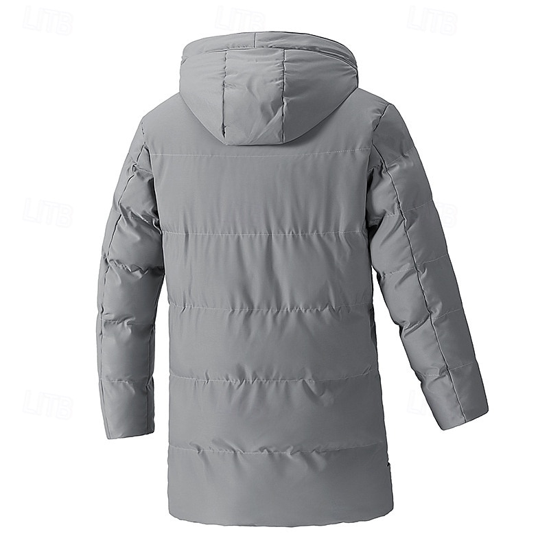 Hombre Abrigo de invierno Chaqueta acolchada Bolsillo Poliéster Vacaciones Ropa Cotidiana Cita Largo Moda Casual Cómodo Mantiene abrigado Otoño Invierno Color sólido/liso Negro Verde Trébol Gris 2026 - $50.99 –P12