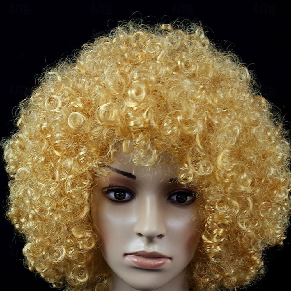 Karnevalová paruka 2026 Zlatá Kudrny Afro Krátký Syntetická festivalová paruka Mardi Gras Průvod Cosplay kostýmy Vlasy pro Muži 2026 - $14.99 –P1