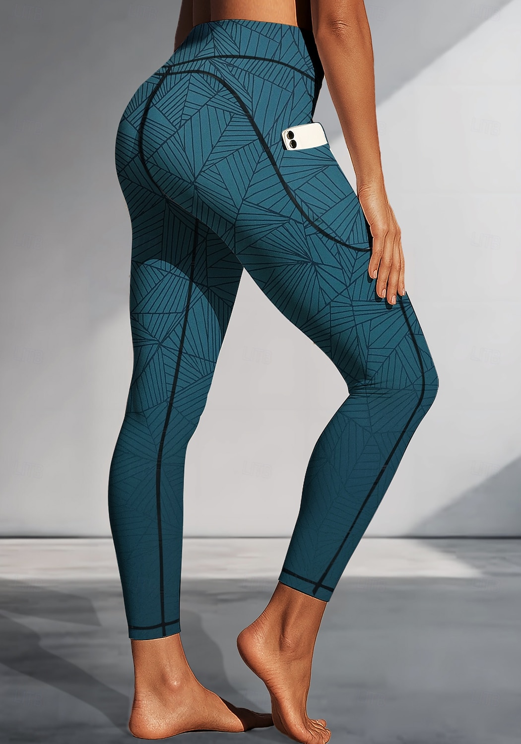 Women's pilates leggings fitness pants Casual leggings Pockets Stamp Duty Patchwork Pilates Gym Gym Workout Pants Tights Leggings Color Gradient Abstract Geometry Jade Sports Activewear High 2025 - $20.99 –P2