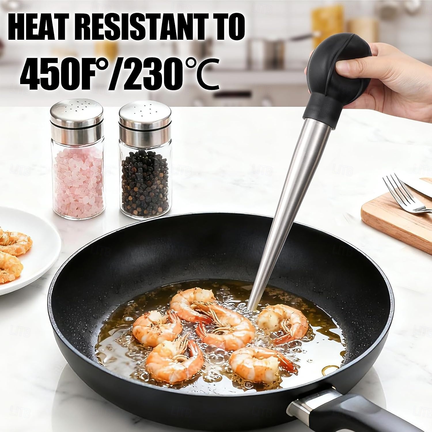 מחבת הודו מנירוסטה לבישול &מזרק מטבח - מזרק נוזלים חמים - מזרק בשר ומזון - גודל גדול עם 2 מחטים &2 מברשות ניקוי - כלי חיוני לחג ההודיה 2026 - $15.99 –P2