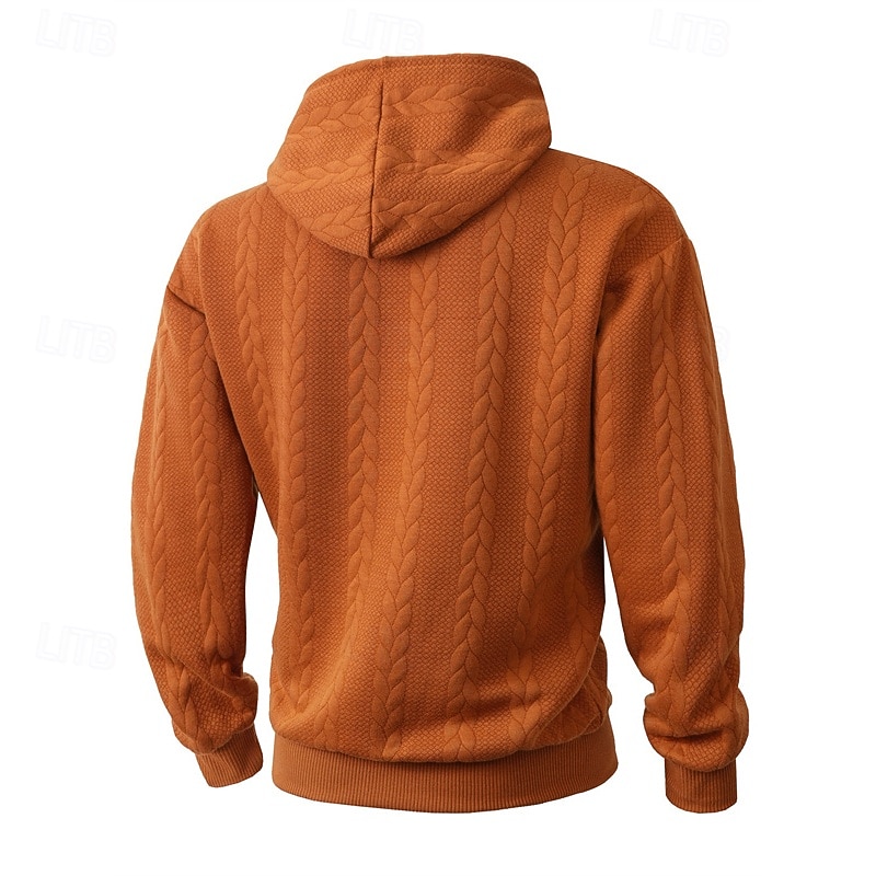 Men's Hoodie Tracksuit Hoodie & Pants Outfit Set Hoodies Set Hoodie Outdoor Daily Sports Jacquard Drawstring Pocket Plain Black Orange Khaki Polyester Activewear Fashion Streetwear Spring 2026 - $53.99 –P4