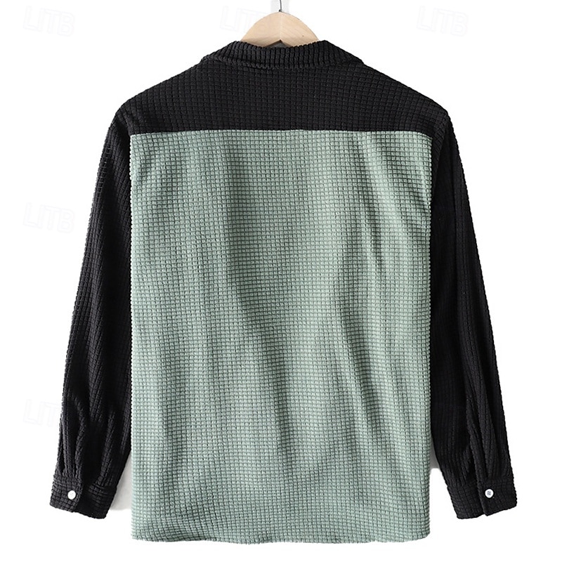 Ανδρικά Πουκάμισο Βάφλα πουκάμισο Casual πουκάμισο Πουκάμισο με κουμπιά Θαλασσί Καφέ Πράσινο του τριφυλλιού Μακρυμάνικο Σκέτο Πέτο Causal Καθημερινά Μπλοκ χρωμάτων Ρούχα Μοντέρνα Καθημερινό 2026 - $26.99 –P3