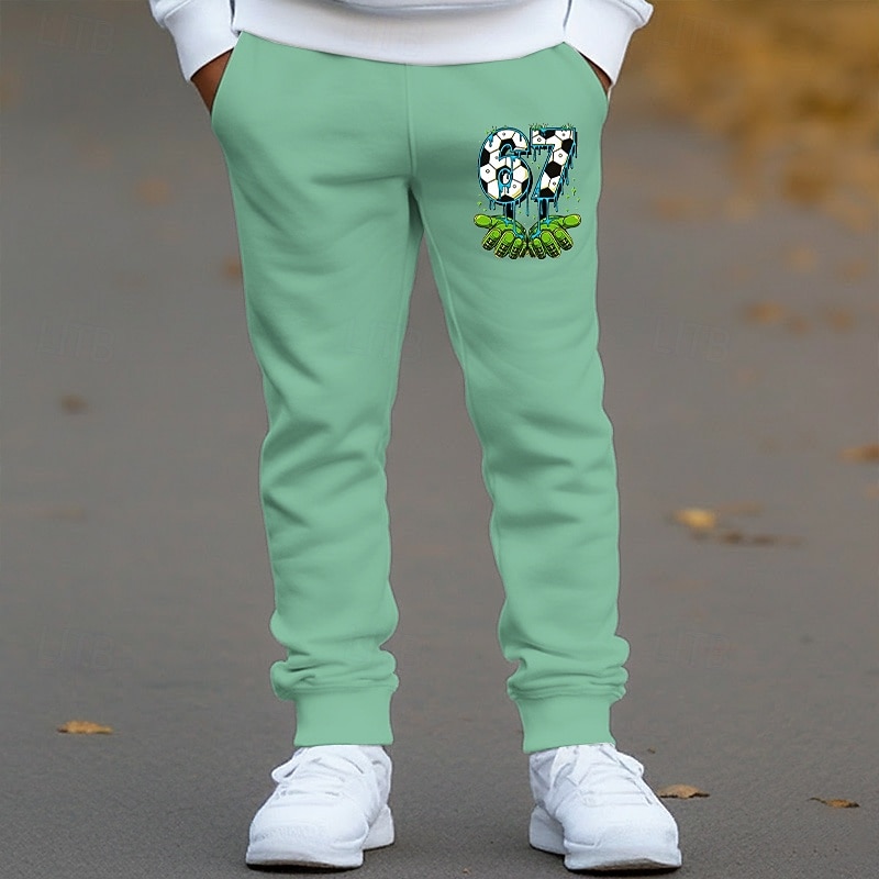 2026年 男女兼用 男の子 3D グラフィック 67 パンツ スウェットパンツ 春 秋 ストリートファッション ベーシック 子供 4〜12年 アウトドア スポーツ カジュアル レギュラー  コレクション – $9.99 –P3