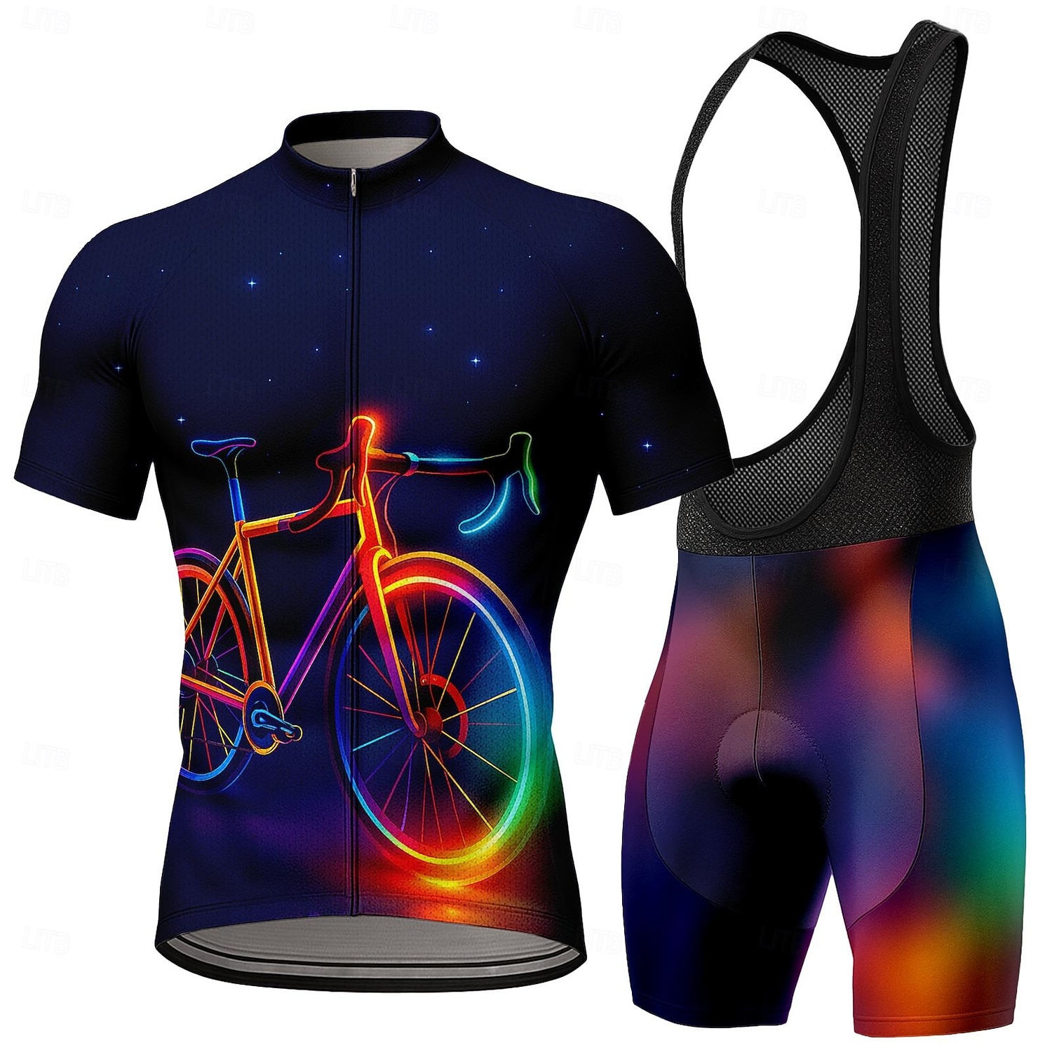 Men's Cycling Jersey with Bib Shorts Short Sleeve Mountain Bike MTB Road Bike Cycling Summer Navy Blue Geometric Bike Sunscreen UV Resistant 3D Pad Fast Dry Quick Dry Spandex Lycra Sports Clothing 2026 - $54.99 –P1