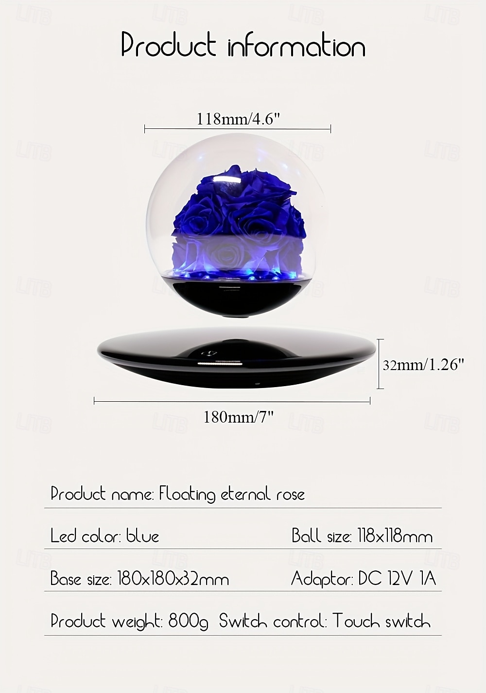 Magnetic Levitation Eternal Rose Glass Cover for LED Lights with Touch Control Lights Eternal Floating Flower Lights Suitable for Valentine's Day Anniversaries Birthdays 2026 - $125.99 –P7