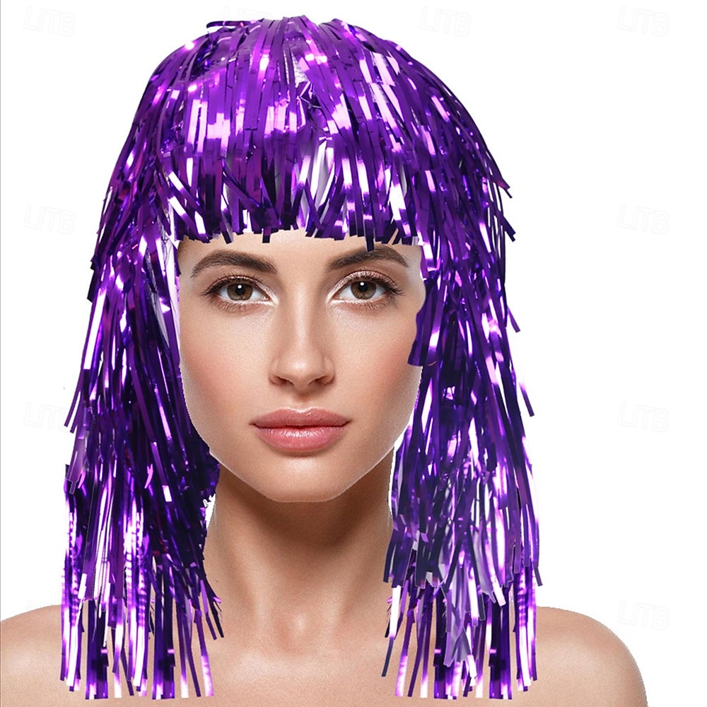 Peluca de carnaval 2026 Rubio Rosa Rojo Rizado Media Peluca sintética para festival Carnaval Desfile Cabello para disfraz de cosplay para Mujer 2026 - $5.52 –P9