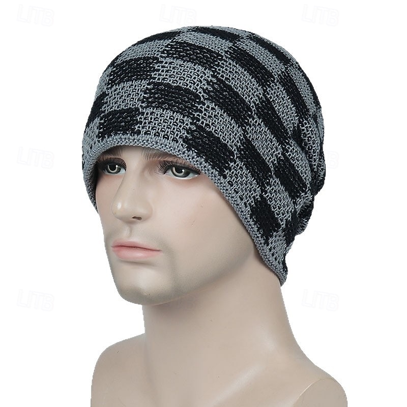 Pánské Unisex Čepice Beanie Zimní čepice Kulichy Pletená čepice Zimní čepice Beanie Černá Khaki Polyester Pletený Prodyšné Útulný Denní nošení Jdeme ven Pléd Větruvzdorné Teplý 2026 - $8.49 –P9