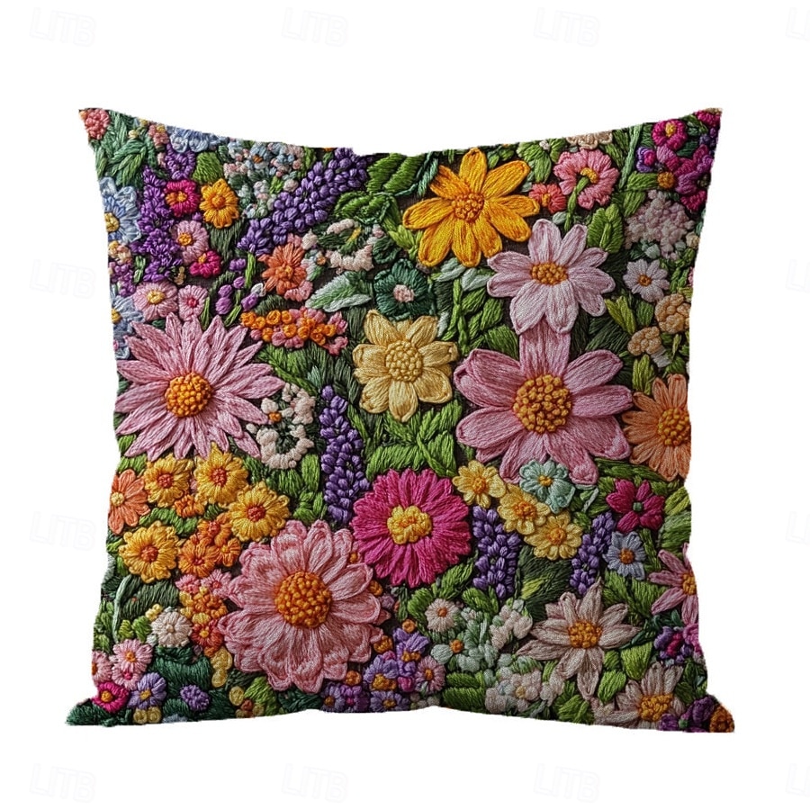 Floral Pattern Pillow Cover 2D Flat Print Soft Comfortable Cushion Case with Faux embroidery for Living Room Sofa Bedroom Home Decoration 2026 - $9.99 –P1