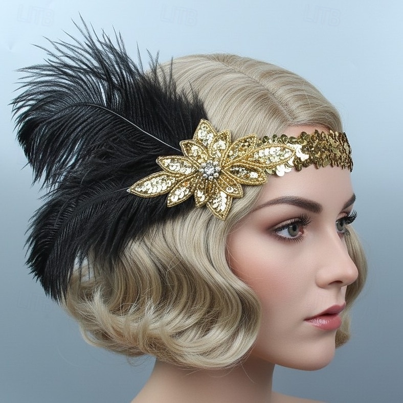 Années Folles Années 1920 Serre Tête Flapper Coiffure Accessoires pour Cheveux Gatsby le Magnifique Fille Flapper Plume Déguisement Femmes Noël Carnaval Mascarade Soirée à thème rétro Danse Charleston de 2026 ? $16.99 –P5