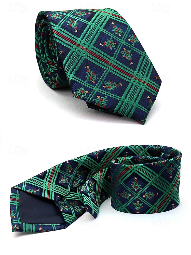 עניבות חג המולד לגברים, דוגמאות חגיגיות, משבצות אדומות וירוקות, פתיתי שלג, מוכנות למתנה, עיצובים רבים למסיבות חג המולד וללבוש משרדי 2026 - $11.99 –P6
