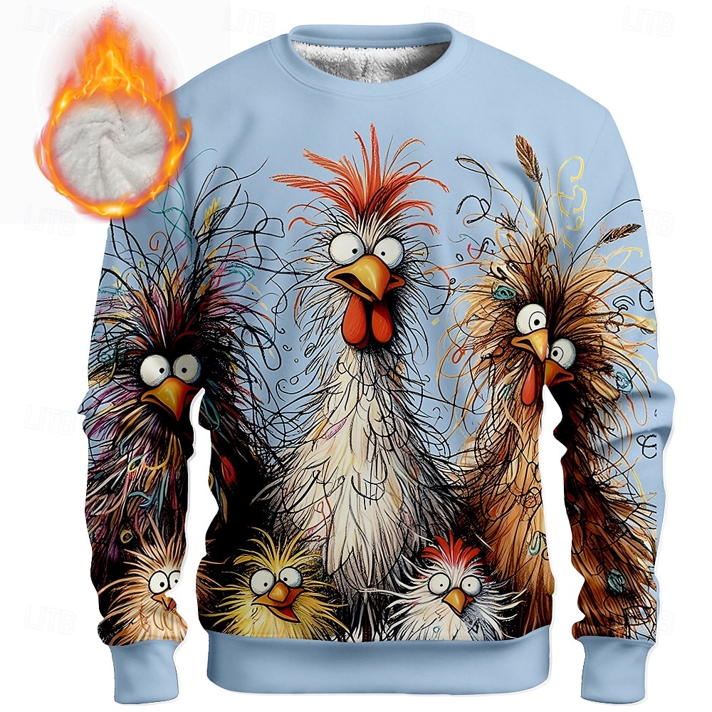 Ανδρικά Πετεινός Γκρινιάρης Φλις Πουλόβερ Καθημερινά Καθημερινό 3D Στρογγυλή Ψηλή Λαιμόκοψη Σπίτι Πάρτι Δώρο Streetwear Μπλε Απαλό Μπλε Λίμνης Μαύρο Λευκό Ρουμπίνι 3D εκτύπωση Φθινόπωρο Χειμώνας 2026 - $30.99 –P6