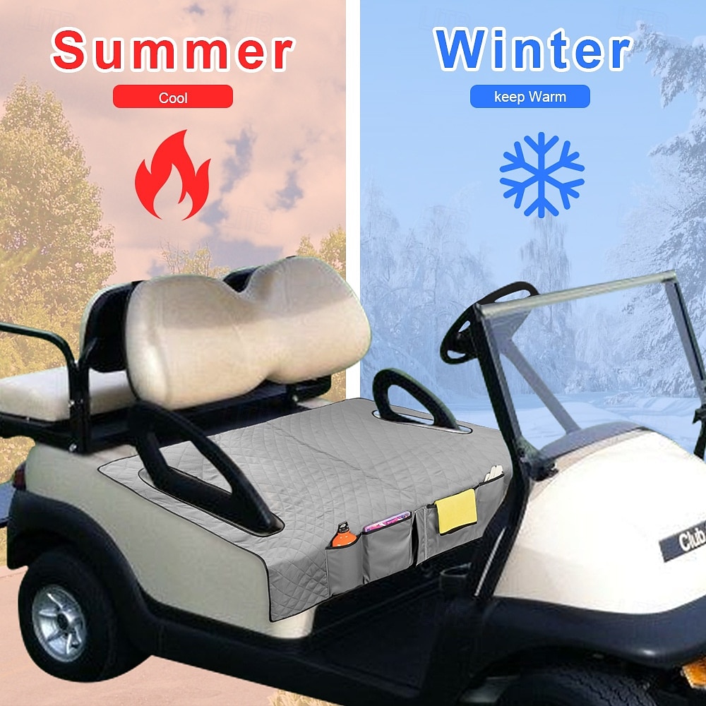 golfbilsetetrekk, universelt golfbilsetehåndkleteppe med 4 lommer foran &Sklisikker bunn passer til Ezgo, Yamaha, Club Car og flere golfbiler med 2 seter 2026 - $33.99 –P4