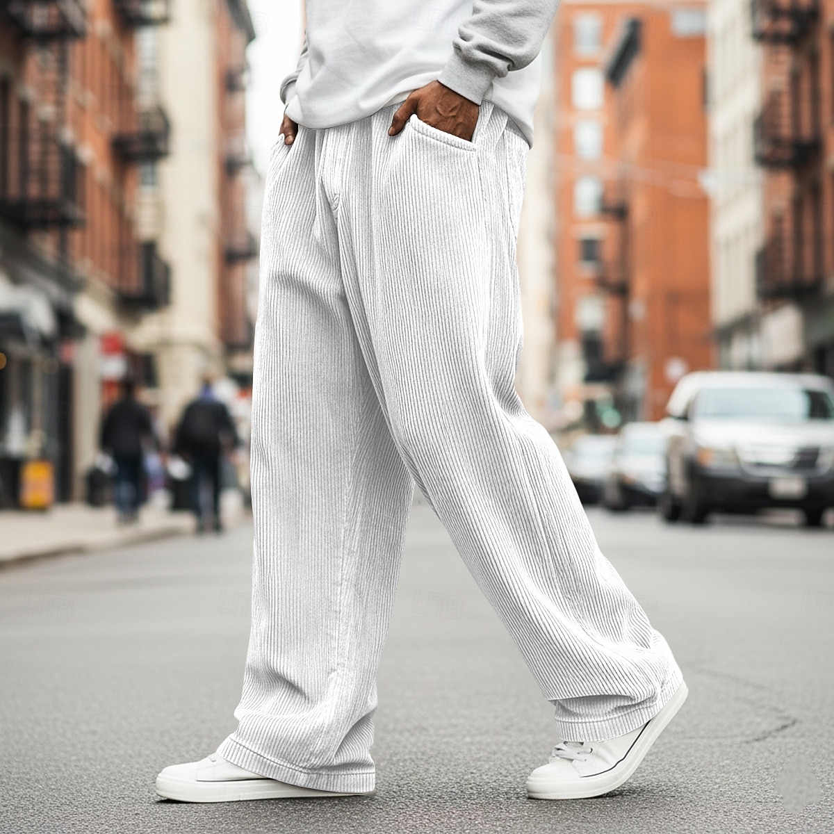 Bărbați Pantaloni Pantaloni Corduroy Pantaloni largi Pantaloni casual Pantaloni de sport cu picior drept Cordon Culoare solidă Confort Lungime totală În aer liber Casual Zilnic Modă Stil Clasic Negru 2026 - $22.99 –P5
