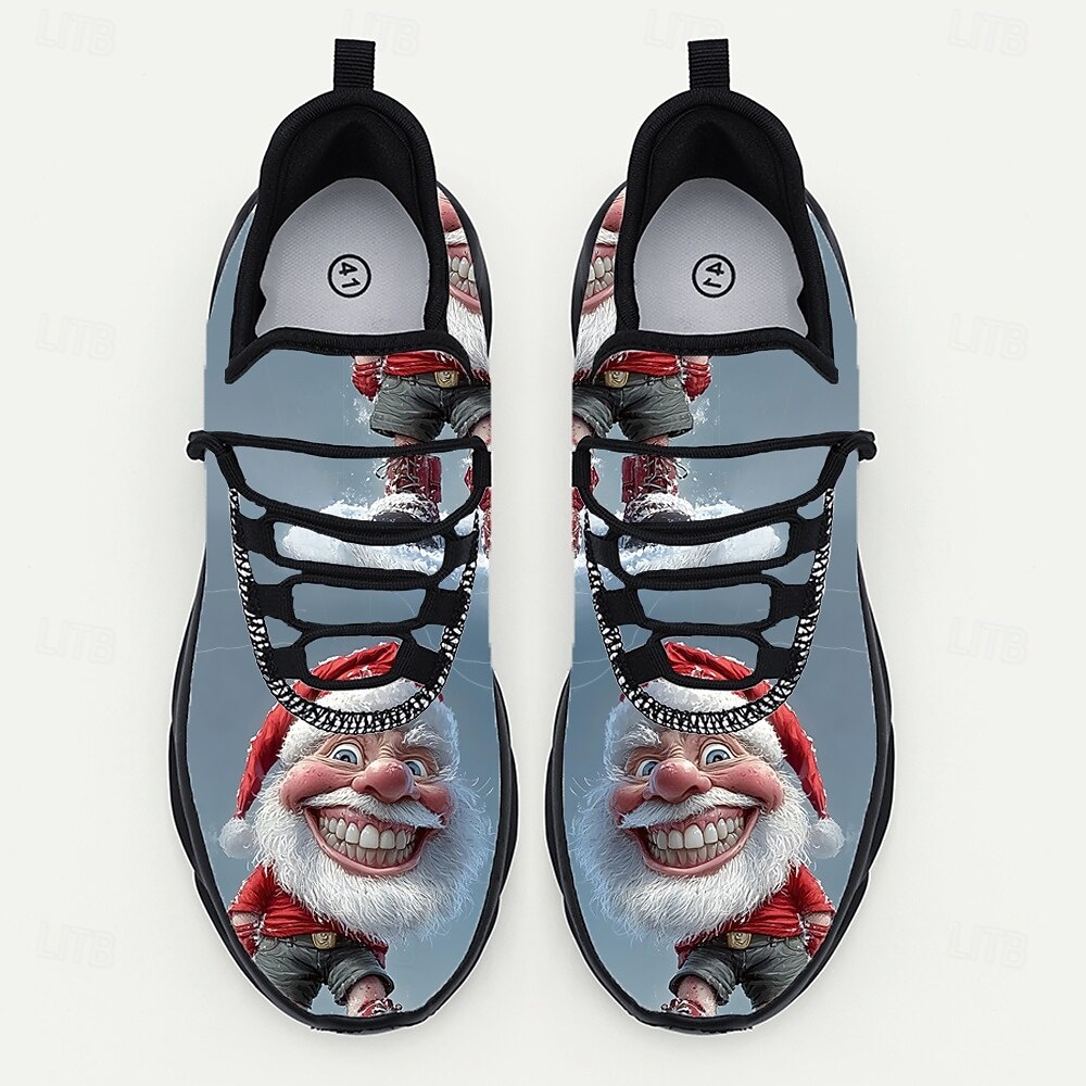 Weihnachtssneaker mit lächelndem Weihnachtsmann-Motiv für fröhliches und festliches Schuhwerk 2026 - $42.99 –P4
