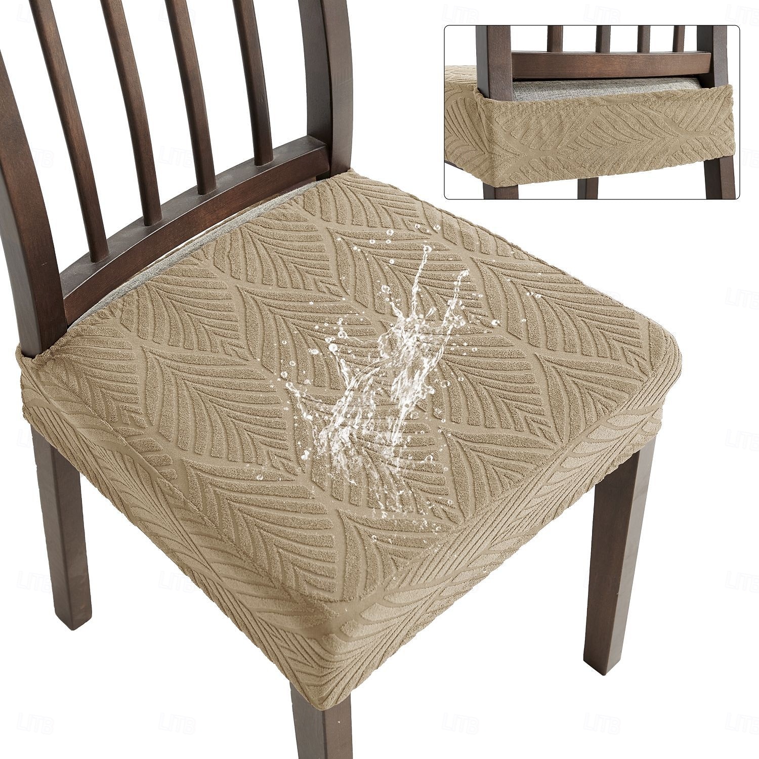 Coprisedia elasticizzati in jacquard a foglia, morbidi coprisedili elastici per sala da pranzo, cucina, arredamento per la casa, fodera rimovibile antipolvere e antimacchia. del 2026 a $9.49 –P6