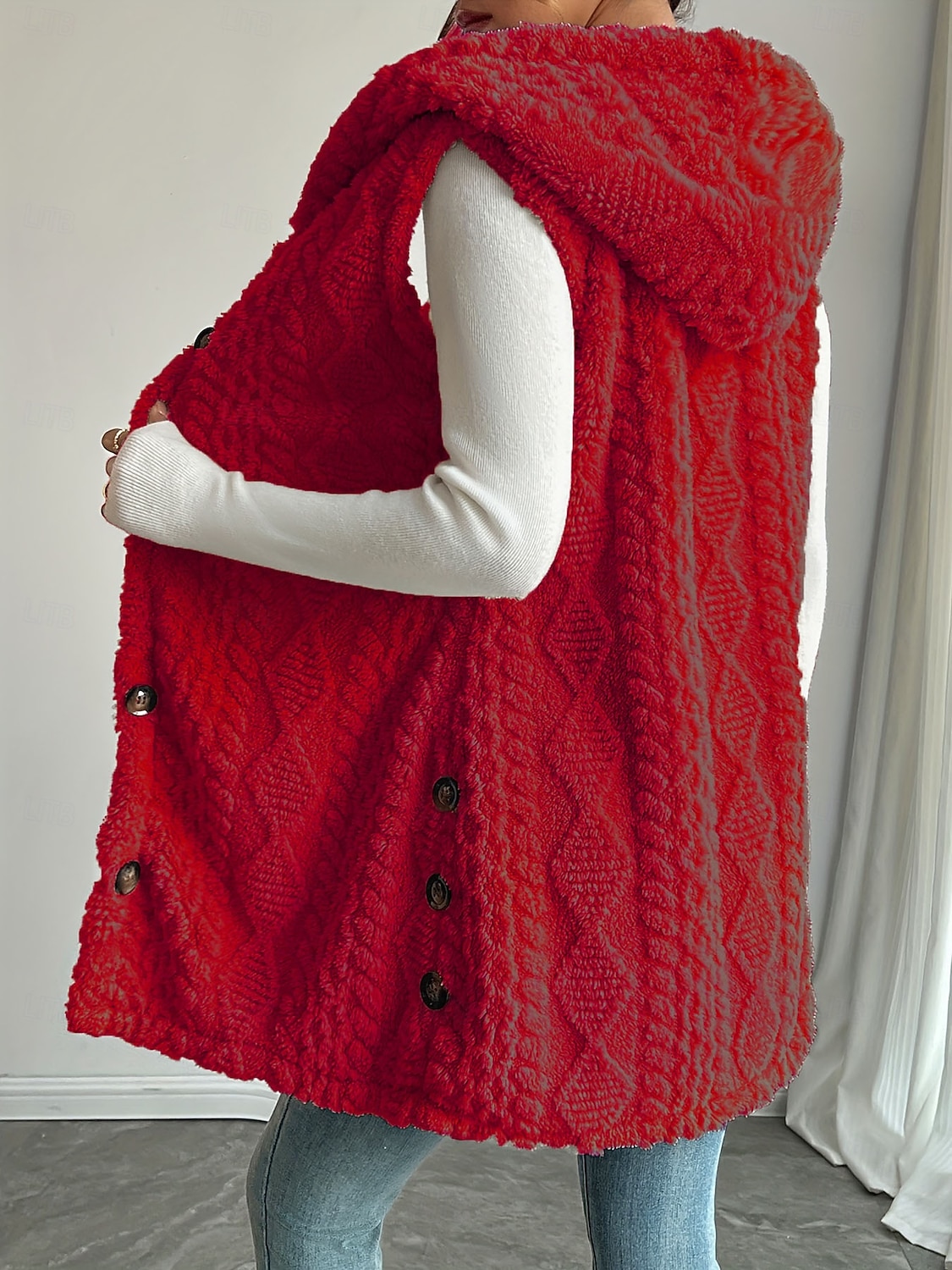 בגדי ריקוד נשים אפוד פליסה וסט נוח נושם כפתורים יום יומי אחיד חופשה רחוב קזו'אל לבוש יומיומי חזה יחיד ארוך עם קפוצ'ון רגיל ללא שרוולים הלבשה עליונה פול שחור לבן אביב סתיו 2026 - $31.99 –P16