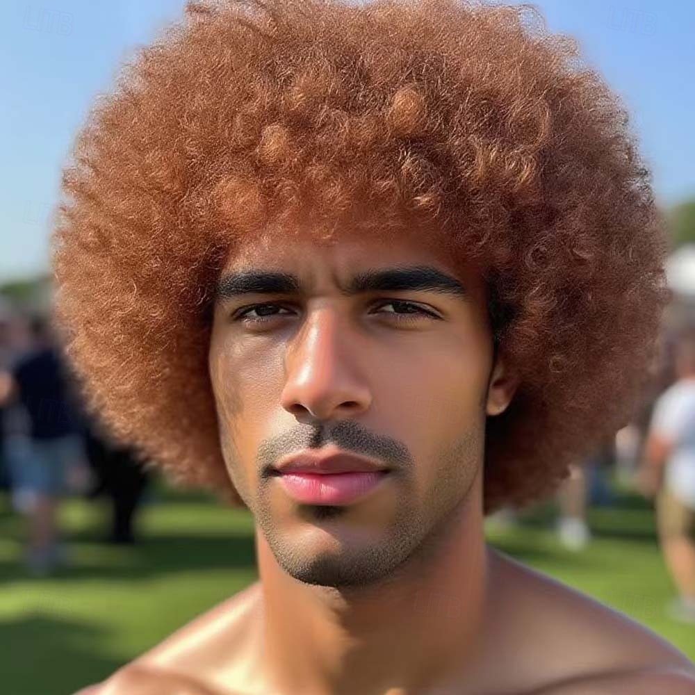 Perruque de carnaval 2026 Rose Noir Bleu Bouclé Afro Court Perruque synthétique de festival Mardi Gras Parade Coiffure de costume de cosplay pour Hommes de 2026 ? $11.49 –P5