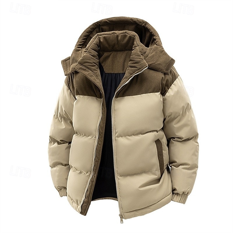 Pánské Zimní kabát Puffer bunda S vycpávkou Kapsy Kostka Polyester Venkovní Ležérní Denní Standardní Módní Šik ven Na běžné nošení Zahřívací Zima Barevné bloky Černá Trávová zelená Khaki Puffer Jacket 2026 - $51.99 –P2
