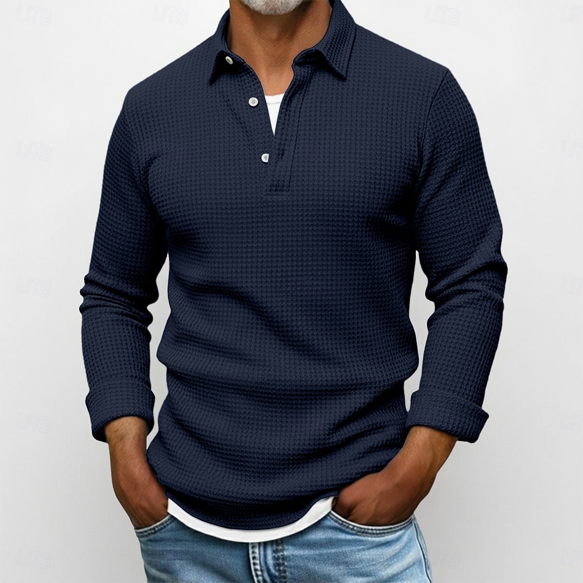 Homens Camisa Social Camisa Waffle Camisa casual Camisa de colarinho de banda camisa de botão Vinho Azul Marinha Verde Azul Claro Manga Longa Tecido Lapela Henley Casual Diário Roupa Moda Moderno de 2026 por $25.99 –P6