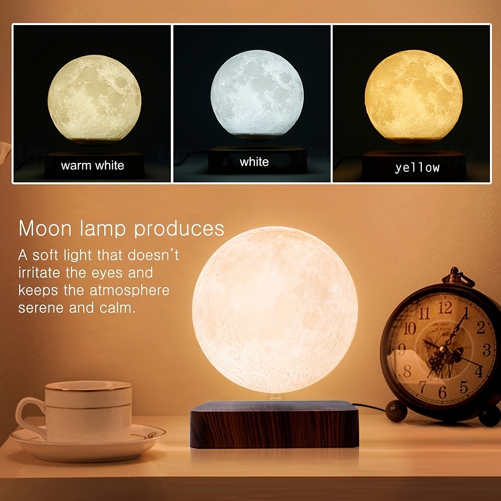 Floating Moon Lamp Magnetic Rotating Lunar Night Light 3 Color Modes Suitable for Home Office Desk Decoration Unique Bedroom Lighting Cool Tech Gadget Valentine's Day Gift 2026 - $119.99 –P1