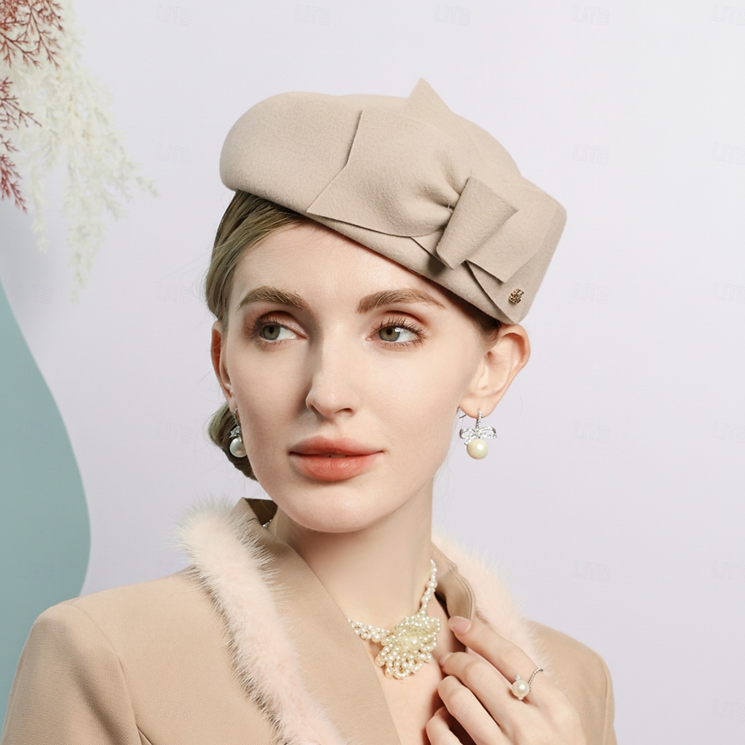 hoed 100% Wol Damesbaret Fedorahoed Bruiloft cocktail Elegant Bruiloft Met Strik Pure Kleur Helm Hoofddeksels 2026 - $49.99 –P13