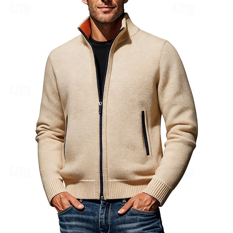 Herr Jacquard tröja Tröja Cardigan Tröja Ribbad Sticka Vanliga toppar Stickat Slät V-hals Semester Mode Företag Ledigt Kläder Vår & Höst Höst vinter Svart Vinröd M L XL 2026 - $30.99 –P1