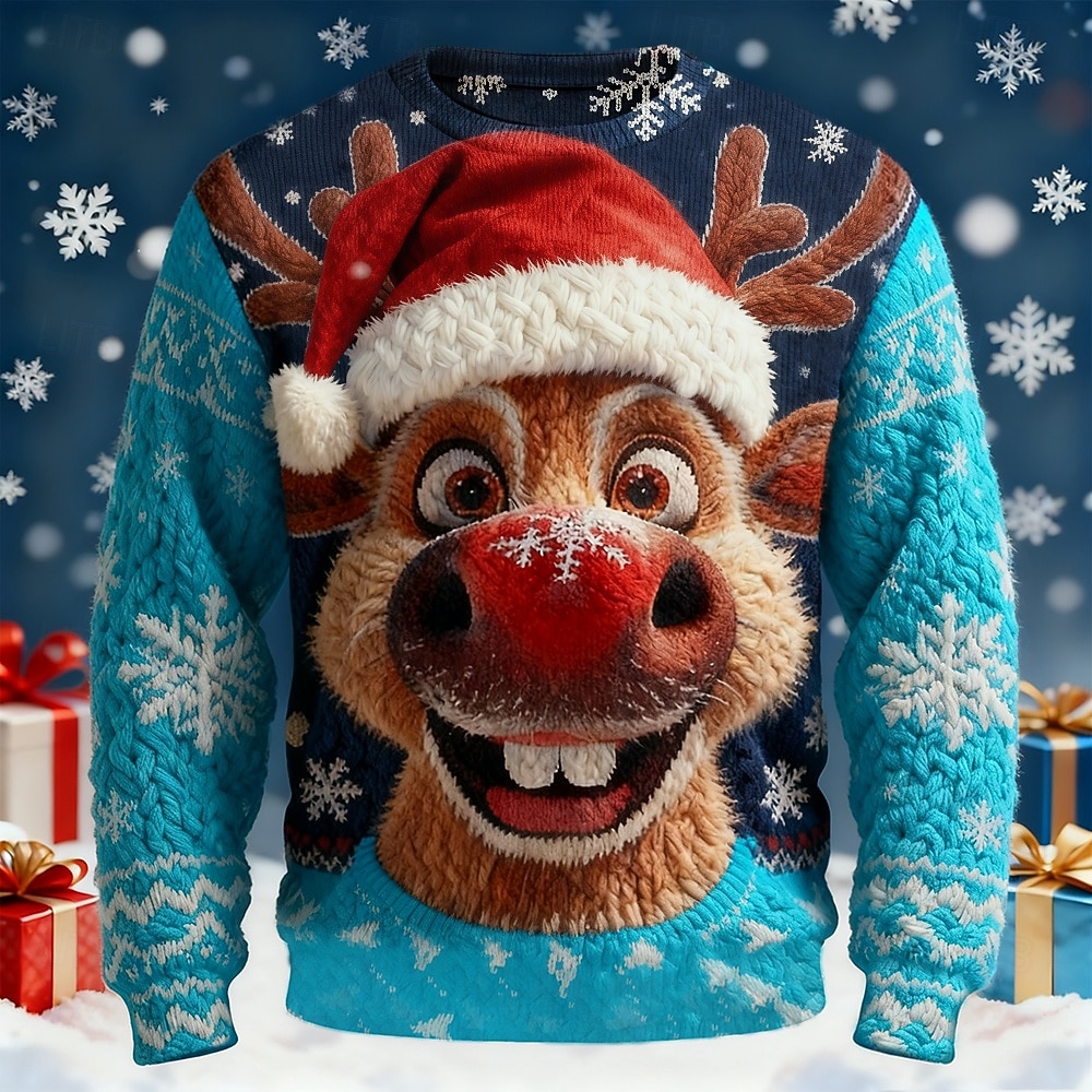סוודר חג המולד המכוער בגדי ריקוד גברים כל אחד דפוס סוודר סוודר סריגים צווארון צווארון יום יומי חופשה יומי Keep Warm שרוול ארוך אביב סתיו חורף שחור אודם פול 2025 - $36.99 –P11