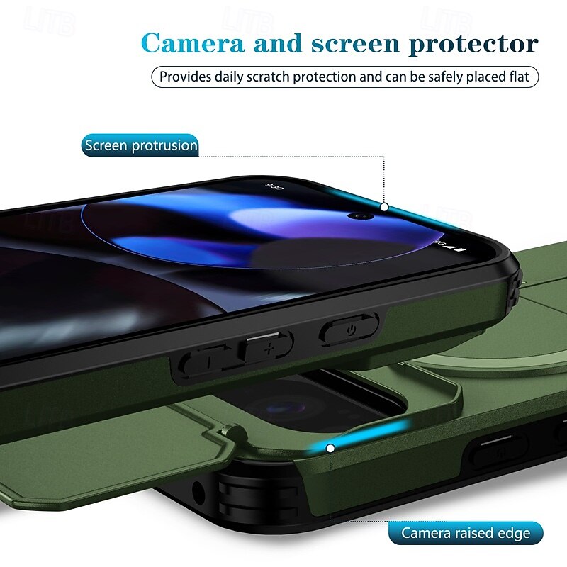 телефон Кейс для Назначение Google Пиксель 10 Про Пиксель 10 Пиксель 9 Про Пиксель 9 Кейс на заднюю панель со стендом Защита от удара броня ПК Кожа PU 2025 - $11.99 –P3