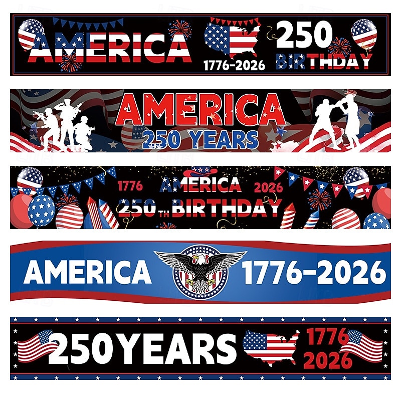 Флаг 250-летия размером 120" x 20" Америка 1776-2026 США 250 лет праздничные принадлежности патриотические украшения для дома Семиквинтессенциаль 2026 - $13.99 –P2