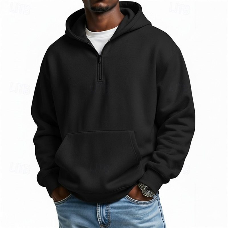 Herre Hattetrøje Genser Hettegenser med glidelås Rosa Militærgrønn Lysegrønn Lyseblå Med hette عادي Lomme Quarter Zip Avslappet Daglig Sport & Utendørs Polyester Gatemote Sportsklær Fritid Høst Vinter 2026 - $37.99 –P9