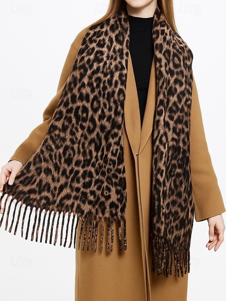 Dámská šála s leopardím vzorem – měkká a pohodlná polyesterová tkanina, dostupná v několika barvách, ideální pro běžné nošení i v zimě. 2026 - $14.99 –P4