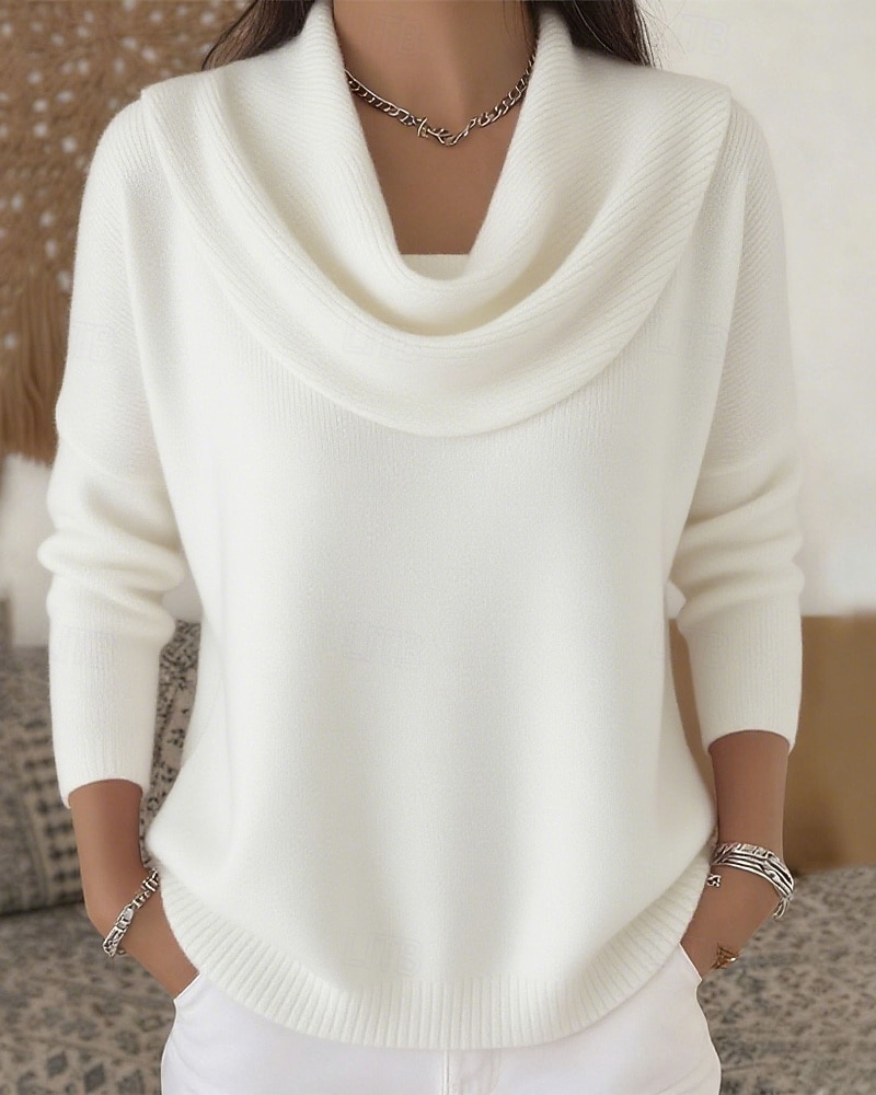 Dámské Svetr Rolák Šik ven Na běžné nošení Pevná barva Rolák Pletený Dlouhý rukáv Běžné topy Plést Dovolená Jdeme ven Víkend Černá Bílá Podzim Zima 2025 - $33.99 –P6