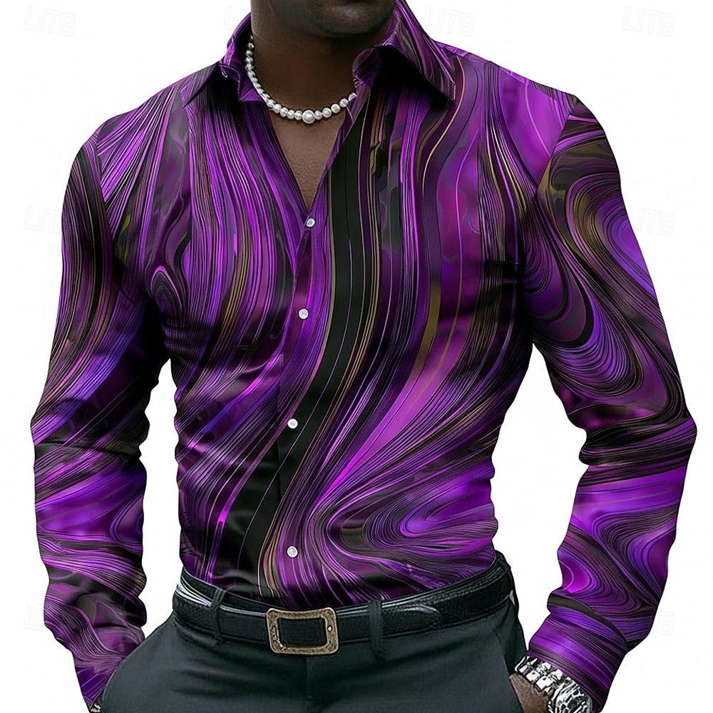 Per uomo Geometrico Marmo Arte liquida astratta Camicia Camicia con Bottoni Manica Lunga Moda Casual All'aperto Abbigliamento Quotidiano Primavera Autunno Collo ripiegato Stampa 3D camicie con del 2026 a $27.99 –P4