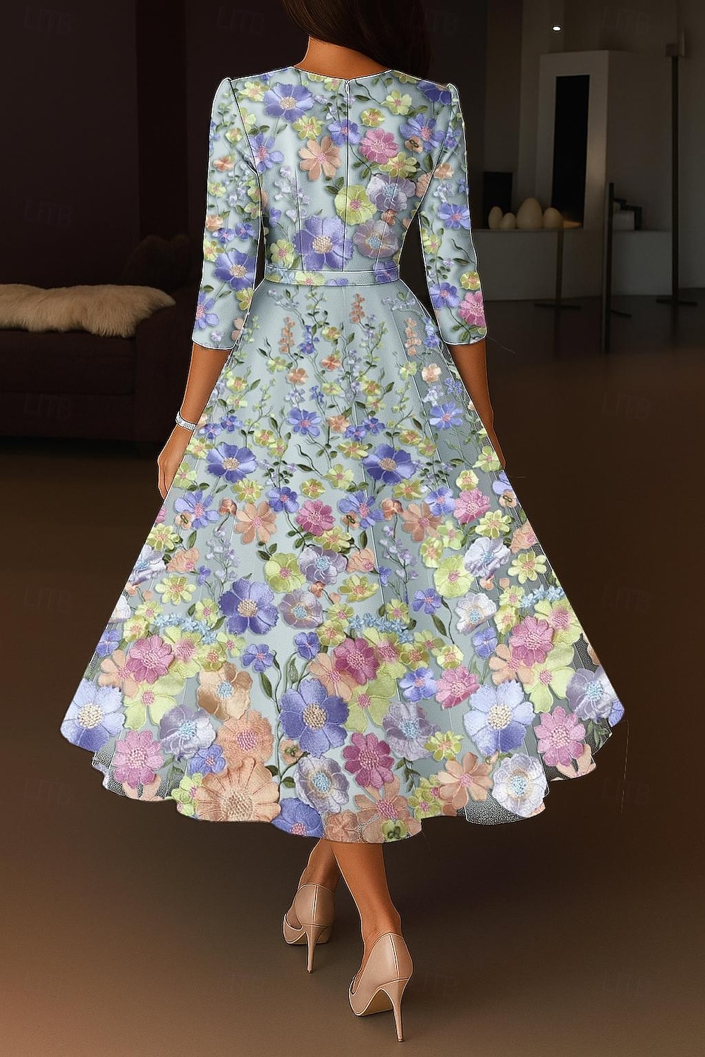 A-Linie Tee-Länge Cocktailkleider Elegant Vintage Blumen Halbarm V Ausschnitt Hochzeit Formell Rosa Kleid Satin Spitze mit Stickerei Tasche 2026 - $195.99 –P4