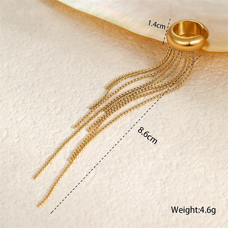 1PC Ear Cuff Ear Clips For Women's Street Date Beach Stainless Steel Tassel Fringe 2026 - $17.99 –P3