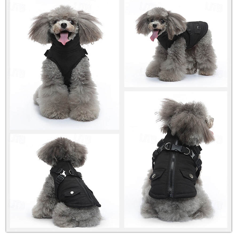 Пальто для собак со шлейкой, теплая куртка для собак, водонепроницаемое зимнее пальто для щенков в холодную погоду, регулируемая флисовая куртка для маленьких и средних собак 2026 - $24.99 –P8