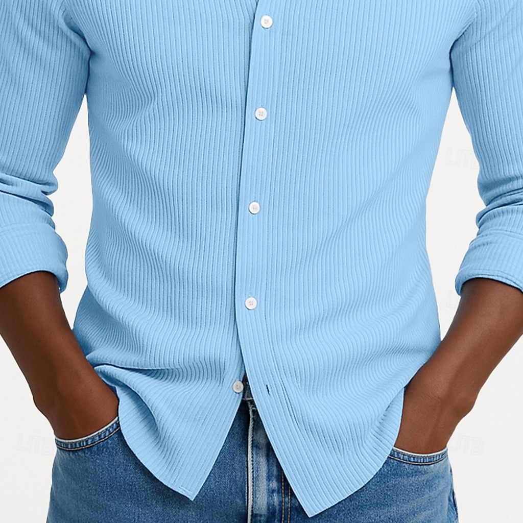 Homme Chemise Chemise en velours côtelé Chemise Boutonnée bleu marine manche longue Uni Col Rabattu Occasionnel Quotidien Boutonné Vêtement Tenue Coton Mode Streetwear Classique Occasionnel de 2026 ? $25.99 –P3