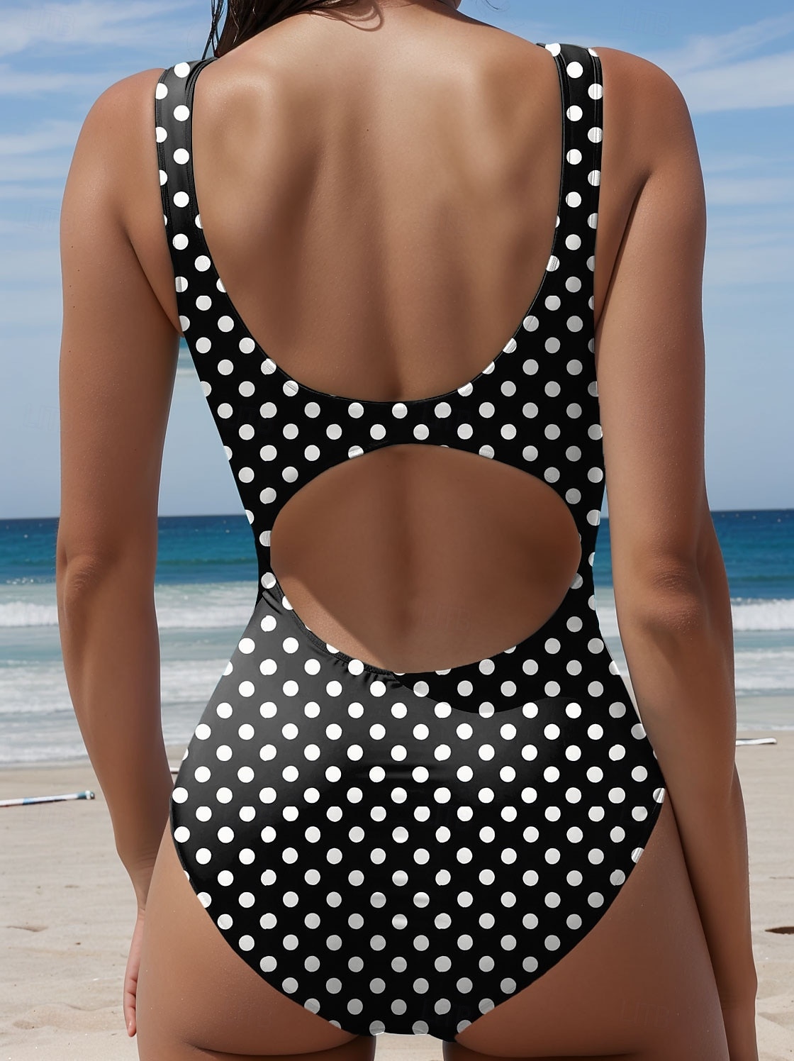 Женский цельный купальник стройнящий рюши цветной блок монокини трусики контроль живота высокая талия без спинки для отдыха на пляже графика горошек U-образный вырез без рукавов 2026 - $12.99 –P2