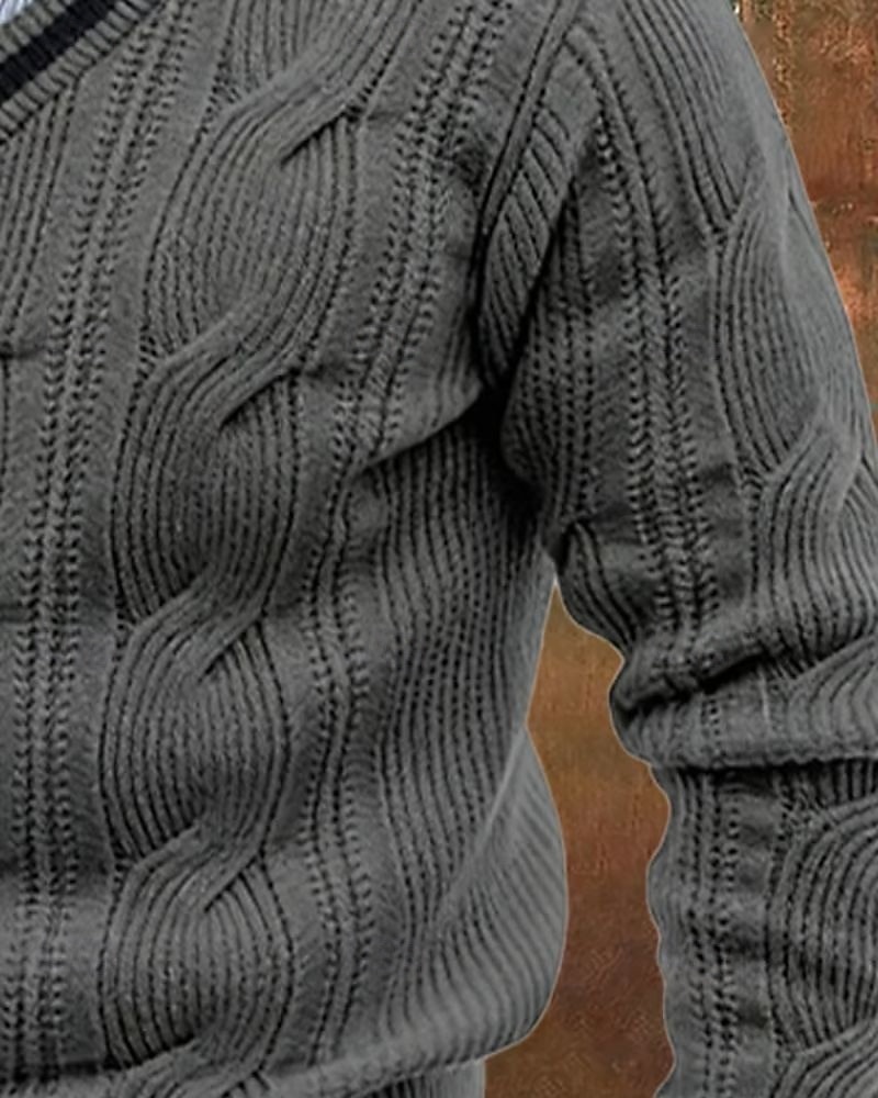 Homens Suéter Pulôver suéter Suéter de malha Estriado Tricotar Tops regulares Tricotado Côr Sólida Decote V Moda Roupa de rua Casual Roupa Diária Roupa Outono Inverno Preto Branco M L XL de 2026 por $37.99 –P3