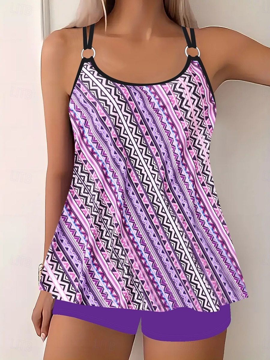 Γυναικείο Τανκίνι 2 Κομμάτια Μαγιό Σορτσάκι Έλεγχος Κοιλιάς Ψηλόμεσο Λεπτό Χωρίς Πλάτη Θέρετρο Παραλίας Ombre Λουλούδια U Λαιμός Αμάνικο Μαγιό 2026 - $33.99 –P11