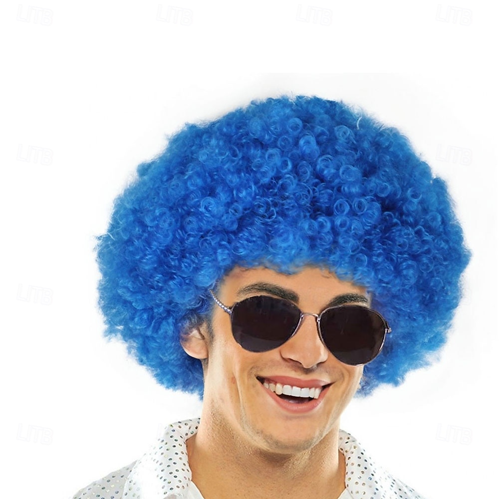 Peruca de Carnaval 2026 Rosa Vermelho Preta Encaracolado Afro Curto Peruca sintética para festivais Mardi Gras Parada Cabelo para fantasia de cosplay para Masculino de 2026 por $11.49 –P6