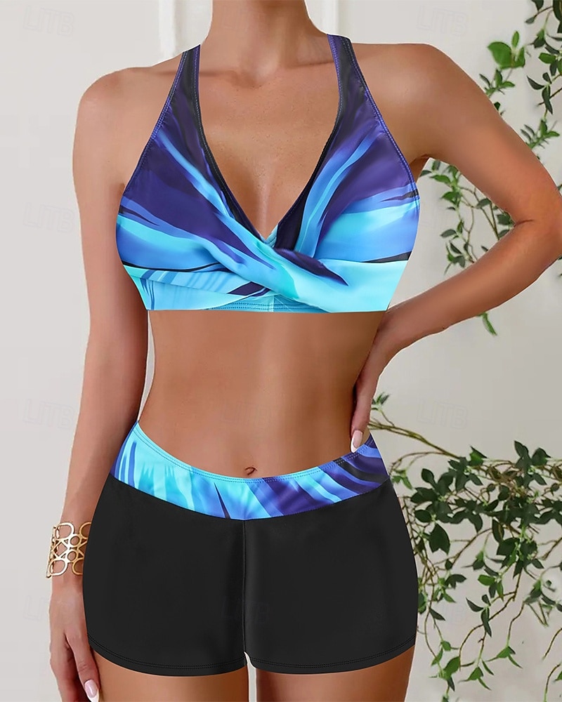 Women's Swimwear 2 Piece Shorts Swimsuit Backless Vacation Beach Wear Geometic V Neck Sleeveless Bathing Suits 2026 - $24.99 –P16
