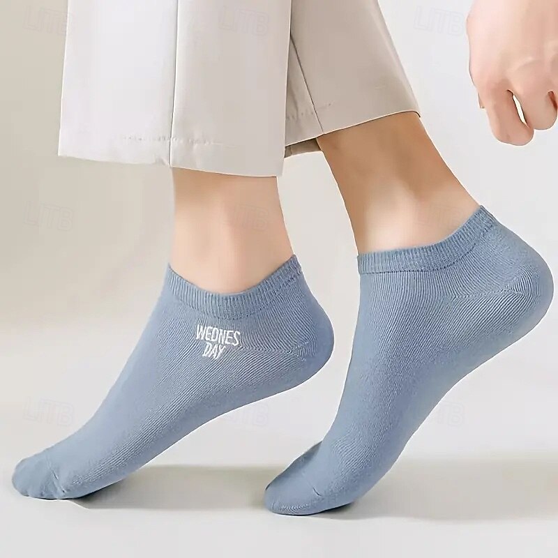 Муж. 7 пар Мульти пакеты Носки Носки для бега Повседневные носки Multi Color Цвет Буквы Отпуск Для занятий спортом Повседневные Классический Средней плотности Весна Осень Мода На каждый день 2026 - $5.49 –P5