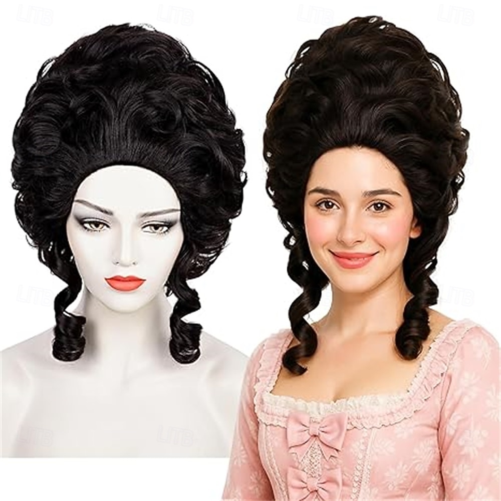 Auburn Brown Victorian - peruukki Rococo -pukuun 1700-luvun siirtomaaprovinsseja vintage barokkihiuksia pörröisiä naisia karnevaalijuhliin 2026 - $21.99 –P7