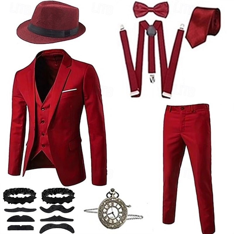 Retro Vintage Roaring 20s 1920s Flapper Dress Suits & Blazers Couples Costumes The Great Gatsby Gentleman Solid Color Fancy Dress Men's Women's Halloween Carnival Masquerade Party / Cocktail Fancy 2026 - $77.99 –P3