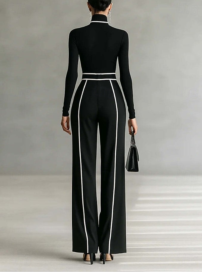 Femmes Élégant Quotidien Tailleur manche longue Col roulé Couleur Unie Formel Travail Noir Printemps de 2025 ? $36.99 –P2