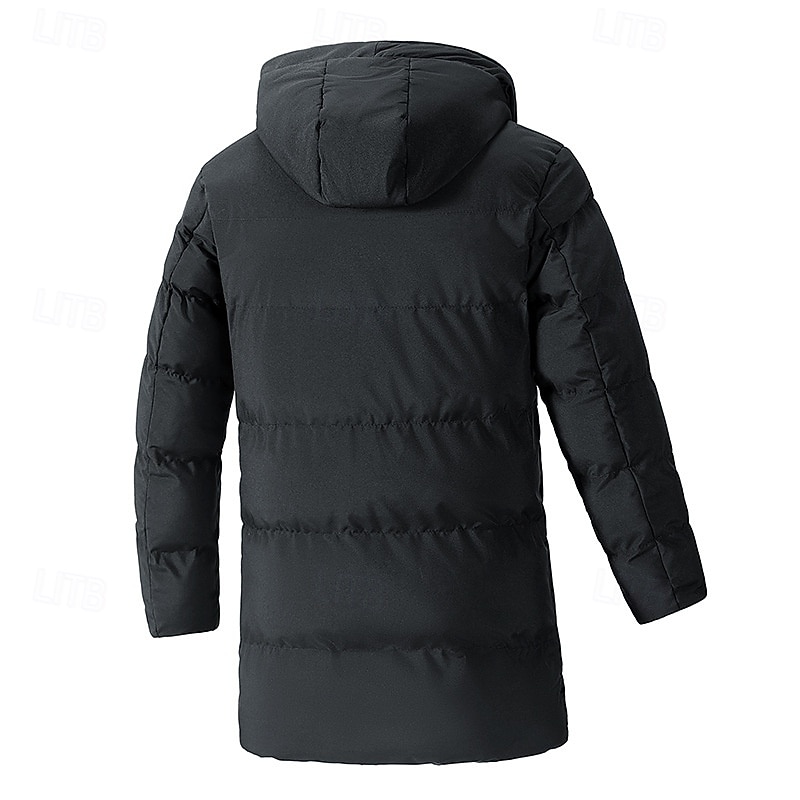 Hombre Abrigo de invierno Chaqueta acolchada Bolsillo Poliéster Vacaciones Ropa Cotidiana Cita Largo Moda Casual Cómodo Mantiene abrigado Otoño Invierno Color sólido/liso Negro Verde Trébol Gris 2026 - $50.99 –P4