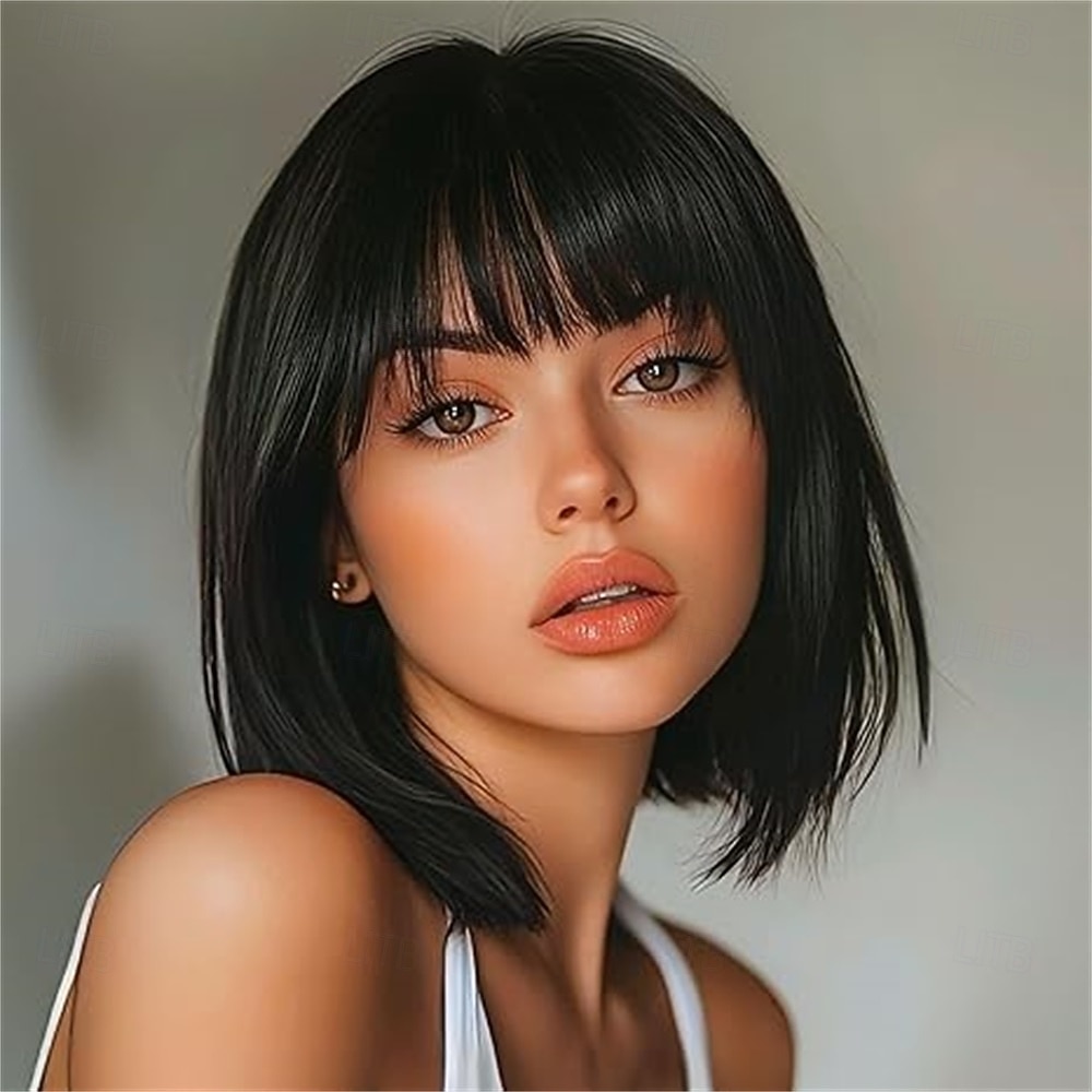 Peruca de Carnaval 2026 Loiro Vermelho Preta Liso Bob Curto Peruca sintética para festivais Mardi Gras Parada Cabelo para fantasia de cosplay para Feminino de 2026 por IDR Rp385603 –P10