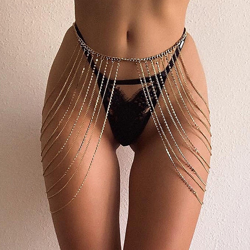 חגורת שרשרת רב שכבתית מוזהבת לנשים - אביזר שרשרת מותניים נוטף סקסי למסיבות ראש השנה, תלבושות למועדוני לילה &נשפי מסכות 2026 - $24.99 –P5