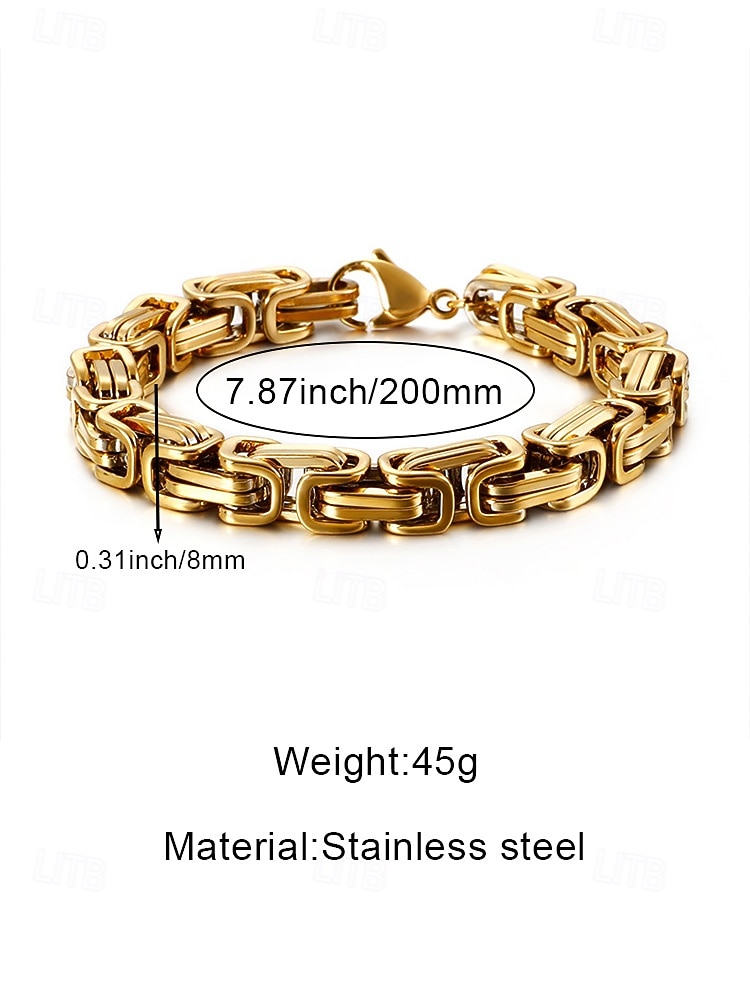 Men's Stainless Steel Link Bracelet - Two-Tone Black and Gold, Stylish Design, Durable for Daily Wear and Special Occasions 2026 - $11.99 –P7